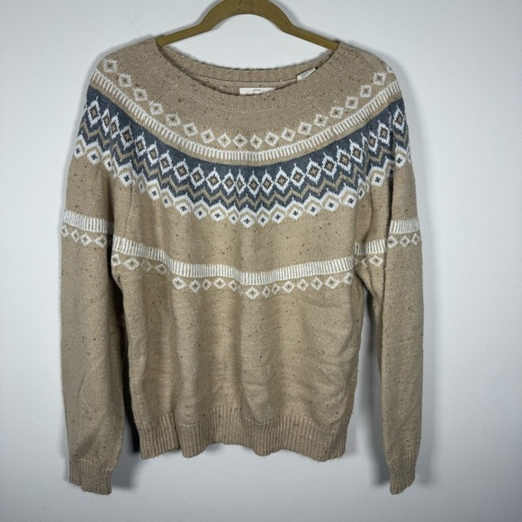 Weatherproof Beige Patterned Crewneck Sweater Size XL - Picture 2 of 10